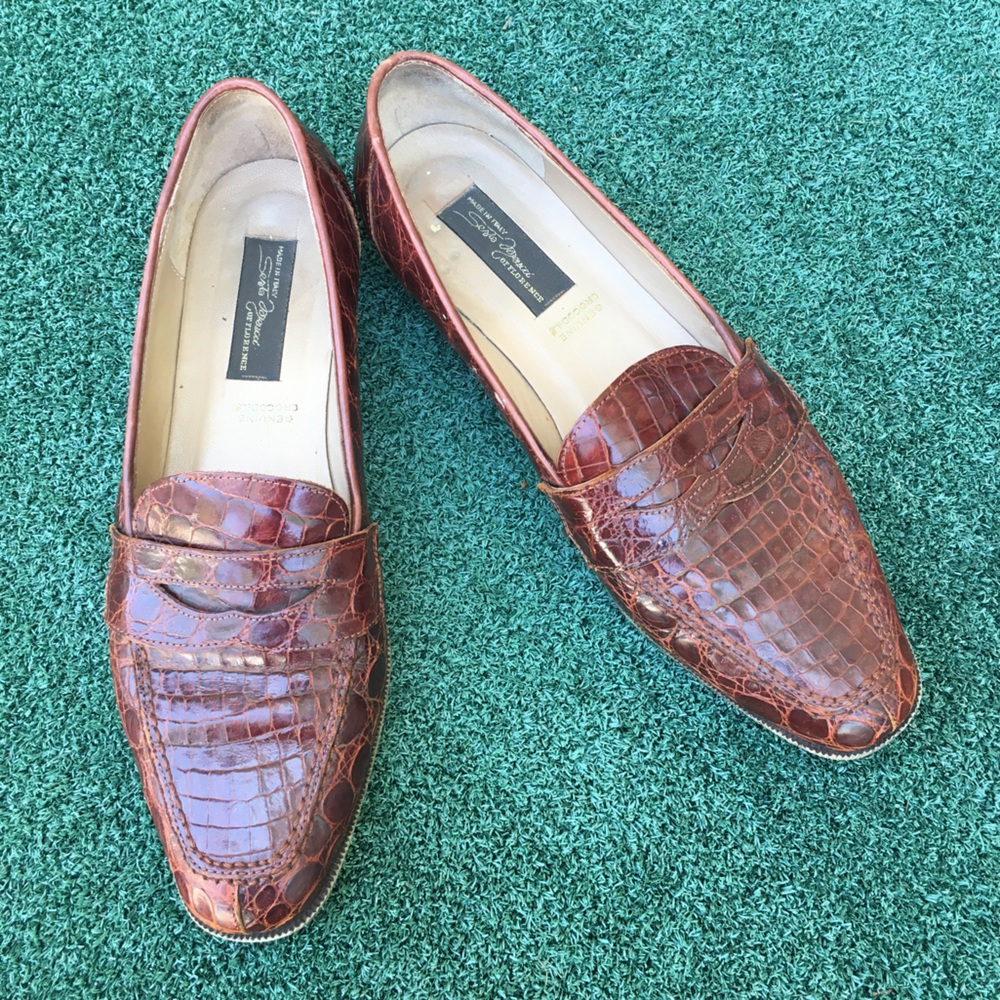 Sesto Meucci Vintage Crocodile Leather Loafer Luggage 9.5 - Picture 3 of 16